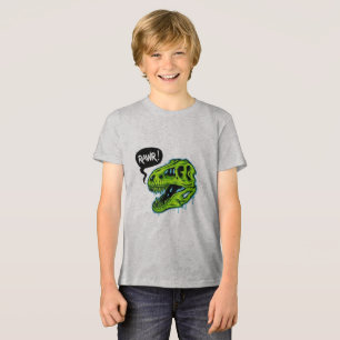 Funny RAWR T-Rex Boys' T-Shirt - Green Dinosaur  Tri-Blend Shirt