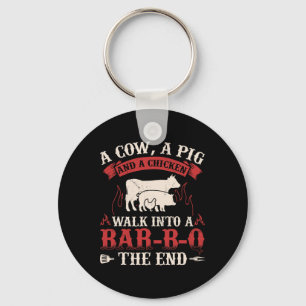 Funny Rbecue Cow Pig Chicken Graphic Meat Smoking Key Ring