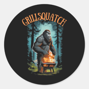 Funny Rbecue Griller Shirt - Bigfoot Grilling Sasq Classic Round Sticker