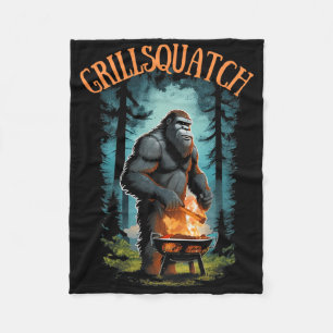 Funny Rbecue Griller Shirt - Bigfoot Grilling Sasq Fleece Blanket