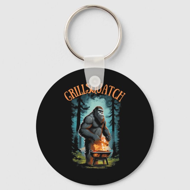 Funny Rbecue Griller Shirt - Bigfoot Grilling Sasq Key Ring (Front)