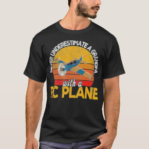 Funny RC Plane Grandpa Model Aeroplane Pilot Retro T-Shirt
