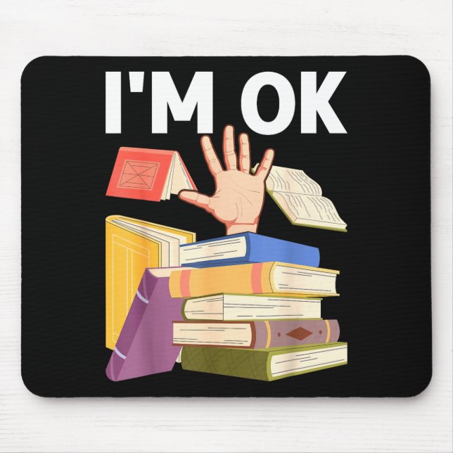 Funny read book reading nerd librarian teacher mouse mat (Front)