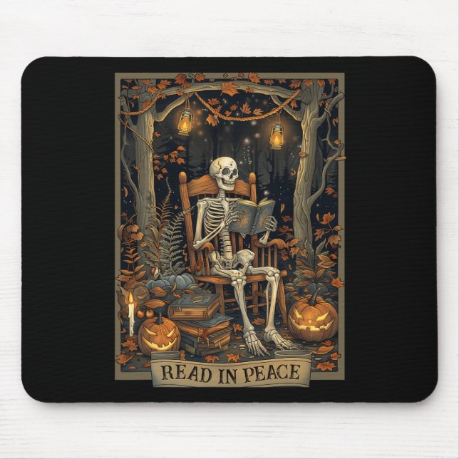Funny Read In Peace Skeleton Halloween Read Nned B Mouse Mat (Front)