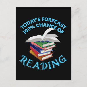 Funny Reading - 100% Chance of Reading Postcard