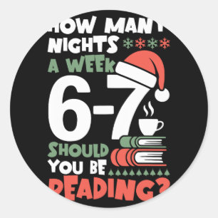 Funny Reading 67 Meme English Teacher Christmas Bo Classic Round Sticker