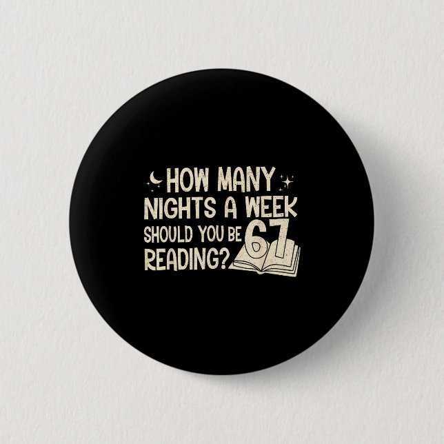 Funny Reading 67 Six Seven Meme Englieacher Book L 6 Cm Round Badge (Front)