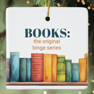 Funny Reading Book Lover Ceramic Ornament