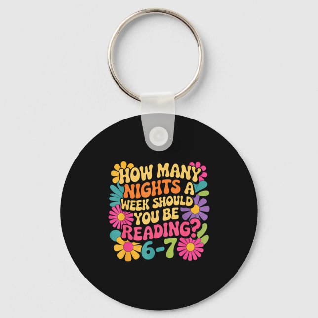 Funny Reading Book Teacher 67 Six Seven Meme  Key Ring (Front)