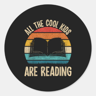 Funny Reading Books Nerd Bookish Library Bookshelf Classic Round Sticker