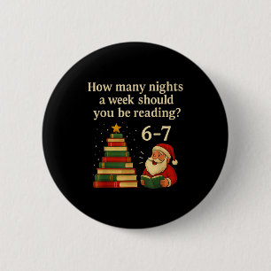 Funny Reading Christmas Tree Book– Reading 6 7 Mem 6 Cm Round Badge