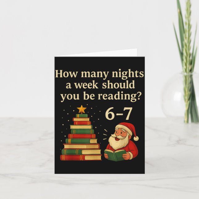 Funny Reading Christmas Tree Book– Reading 6 7 Mem Card (Front)