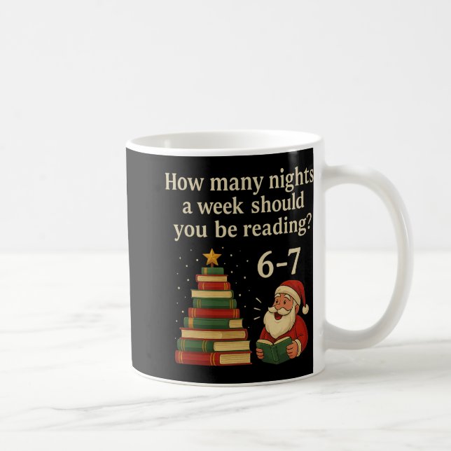 Funny Reading Christmas Tree Book– Reading 6 7 Mem Coffee Mug (Right)