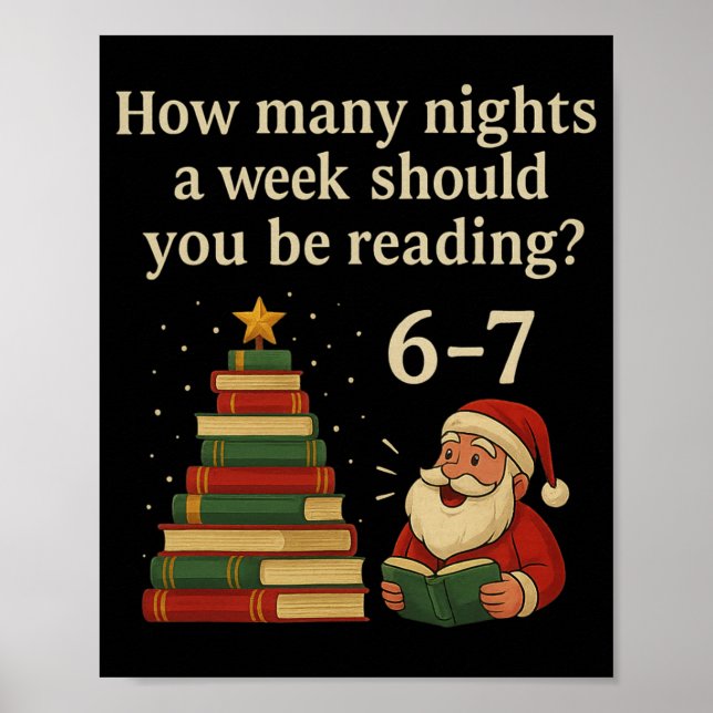 Funny Reading Christmas Tree Book– Reading 6 7 Mem Poster (Front)