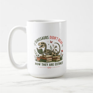 Funny Reading Dinosaur Skeleton Book Lover Humour Coffee Mug