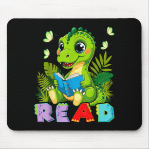 Funny reading dinosaur t rex dino book lover mouse mat