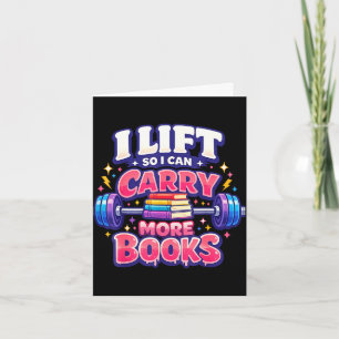 Funny reading fitness book lover weightlifting card