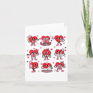 Funny Reading Heart Book Valentines Day Teacher Wo Card