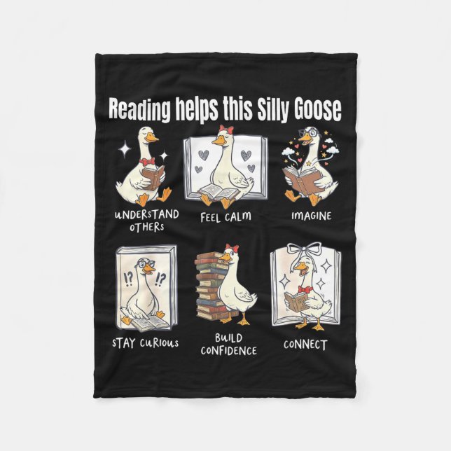 Funny reading helps this silly goose librarian fleece blanket (Front)