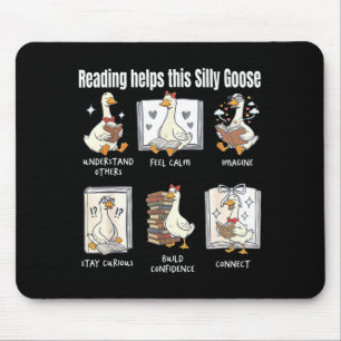 Funny reading helps this silly goose librarian mouse mat