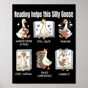 Funny reading helps this silly goose librarian poster