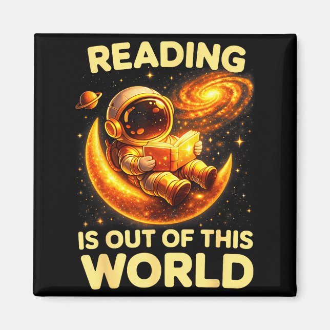 Funny reading is out of this world space books magnet (Front)
