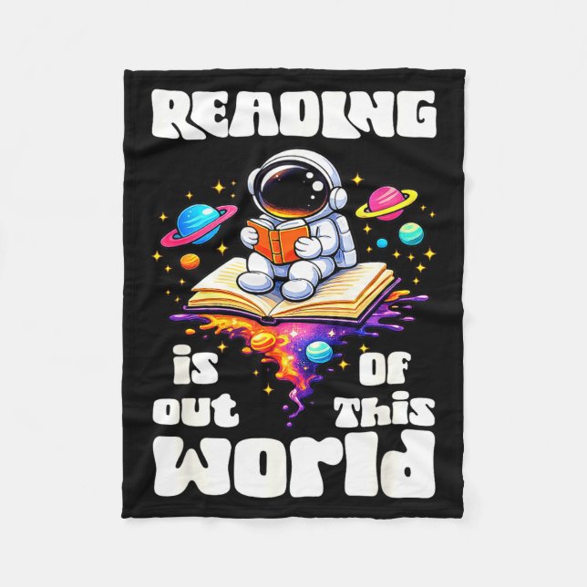Funny reading is out of this world space cute fleece blanket (Front)
