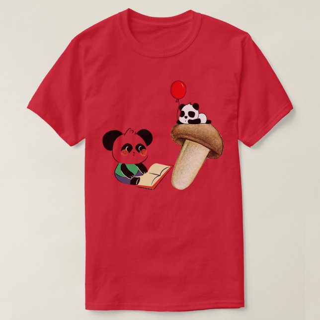 Funny Reading Panda T-Shirt (Design Front)