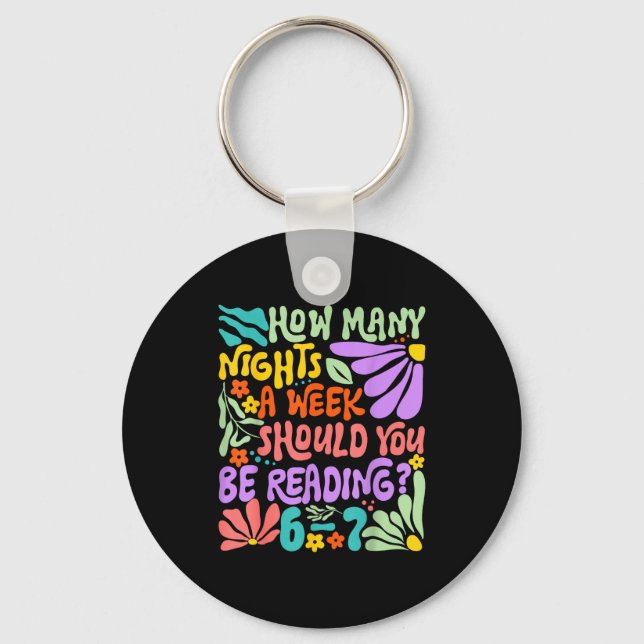 Funny Reading Six Seven Meme Book Lover 67 Teacher Key Ring (Front)