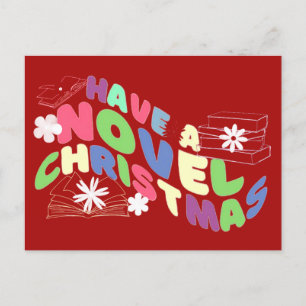 Funny Reading Wavy Texts for Bookish on Christmas Postcard