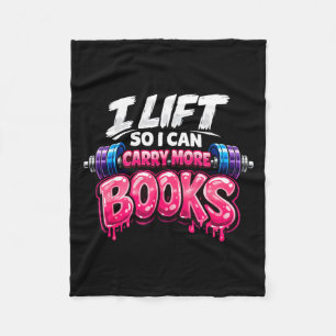 Funny reading workout lift can carry more books fleece blanket