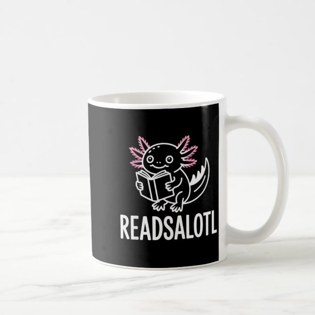 Funny readsolotl axolotl book lover reading coffee mug (Right)