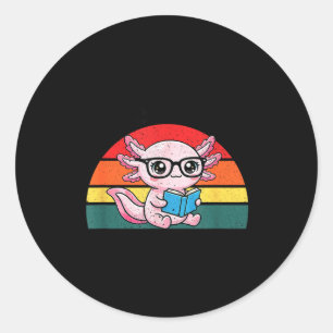 Funny readsolotl pink kawaii axolotl book lover classic round sticker