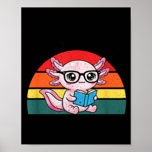 Funny readsolotl pink kawaii axolotl book lover poster