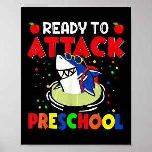 Funny Ready To Attack Preschool Teacher Kids Back Poster