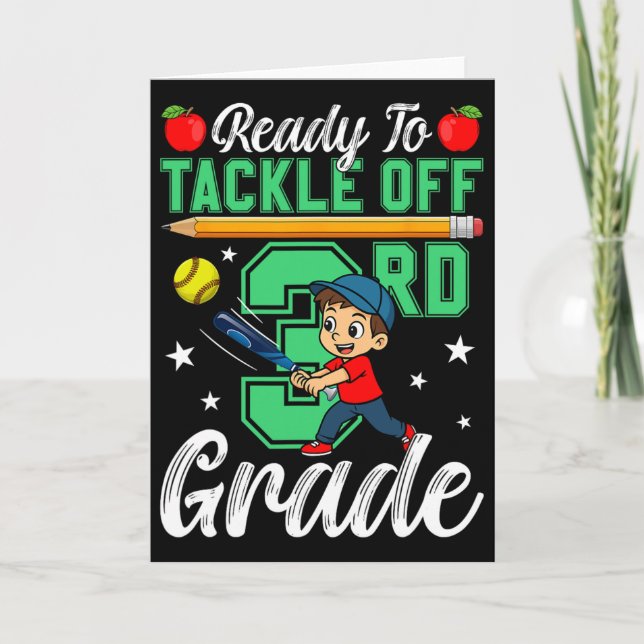 Funny Ready To Tackle 3rd Grade Softll Ck To Schoo Card (Front)