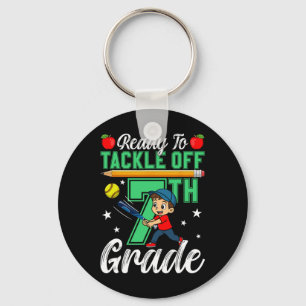 Funny Ready To Tackle 7th Grade Softll Ck To Schoo Key Ring