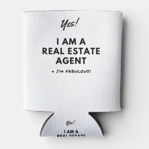 Funny Real Estate Agent Unique Black and White Can Cooler