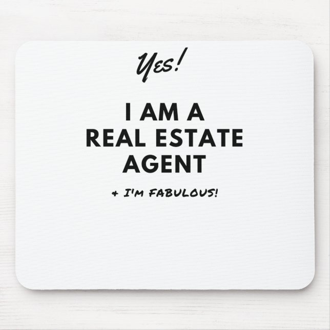 Funny Real Estate Agent Unique Black and White Mouse Mat (Front)