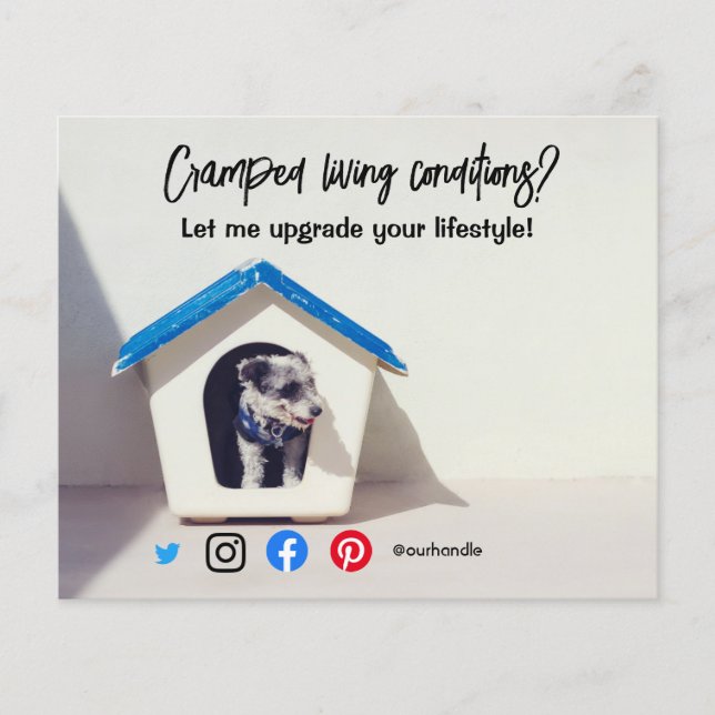funny real estate cramped living dog house flyer (Front)