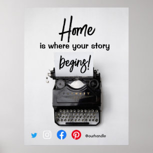 funny real estate home is where your story begins  poster
