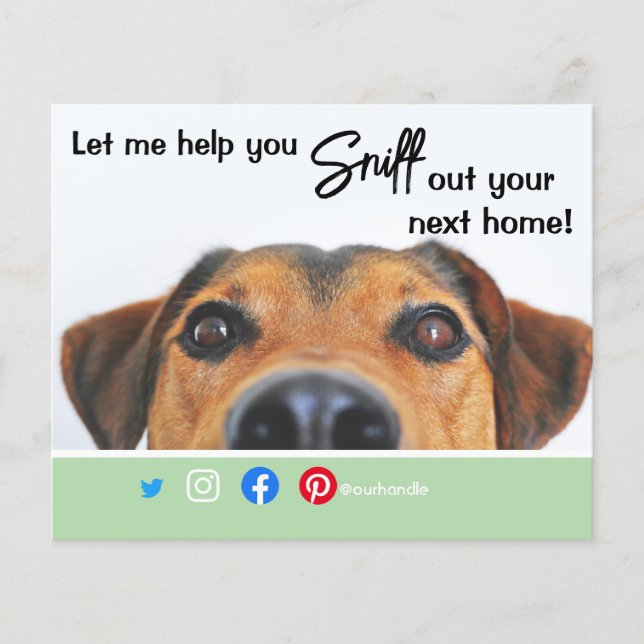 funny real estate sniff out your next home dog fly flyer (Front)
