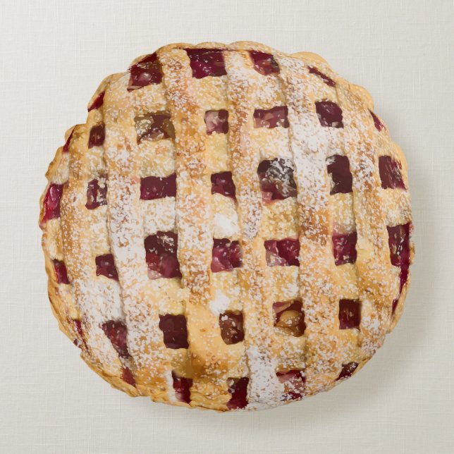 Funny Realistic Looking Cherry Pie  Round Cushion (Front)
