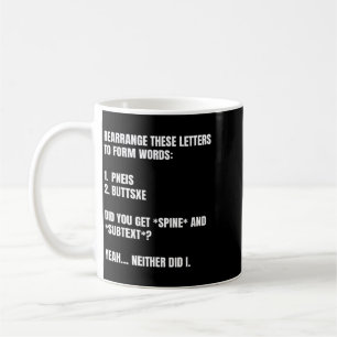 Funny Rearrange Word Scramble Puzzle Humour Coffee Mug