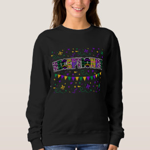 Funny Receptionist Mardi Gras Mask And Beads Famil Sweatshirt