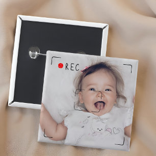 Funny Record Red Dot Custom Photo 15 Cm Square Badge