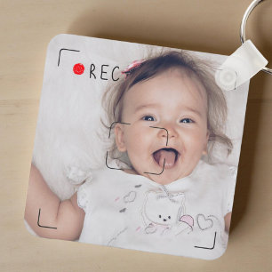 Funny Record Red Dot Custom Photo Key Ring