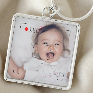 Funny Record Red Dot Custom Photo Key Ring