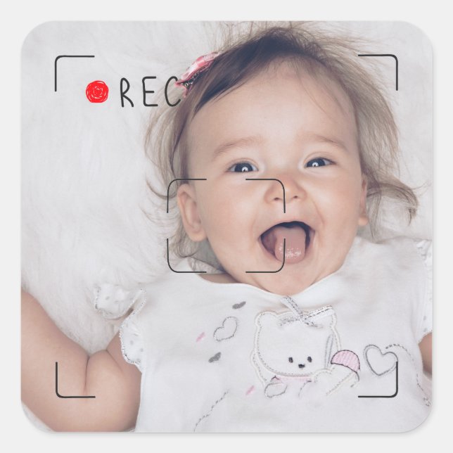 Funny Record Red Dot Custom Photo Square Sticker (Front)