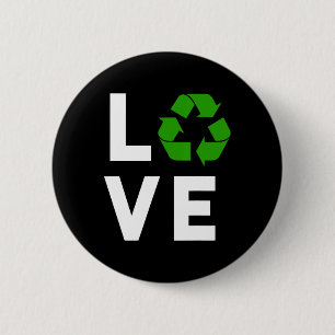 Funny Recycling Symbol Environmental Planet I Love 6 Cm Round Badge